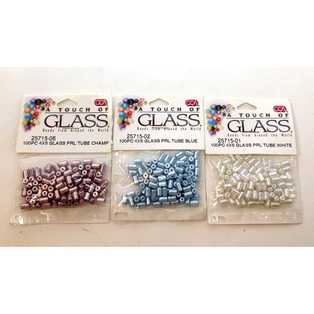 Jewelry Making Bead Sets 3 @ 100 ea.  A Touch of Glass Blue White Champagne